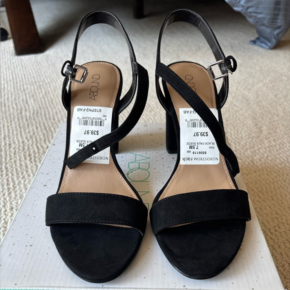 Abound Black Faux Suede Strappy Sandals